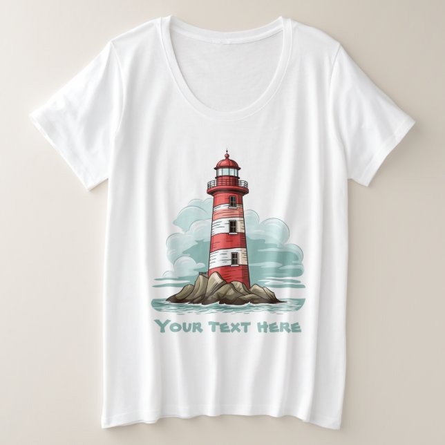 Camiseta Texto de adição de farol de corte (Frente do Design)