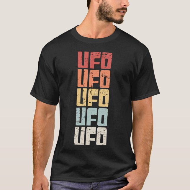Camiseta Texto De Alienígena Ufo Retroativo 70S (Frente)