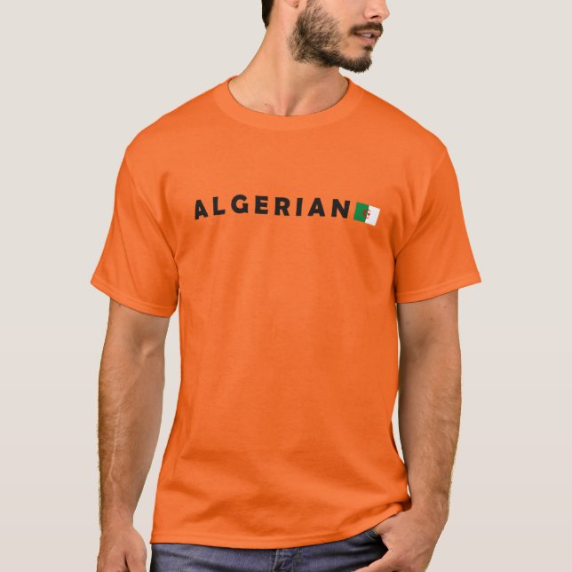 Camiseta Texto de bandeira da Argélia (Frente)