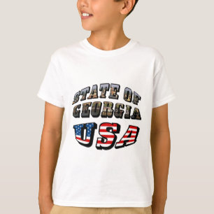 Camiseta Texto de bandeira do Estado da Geórgia e dos EUA