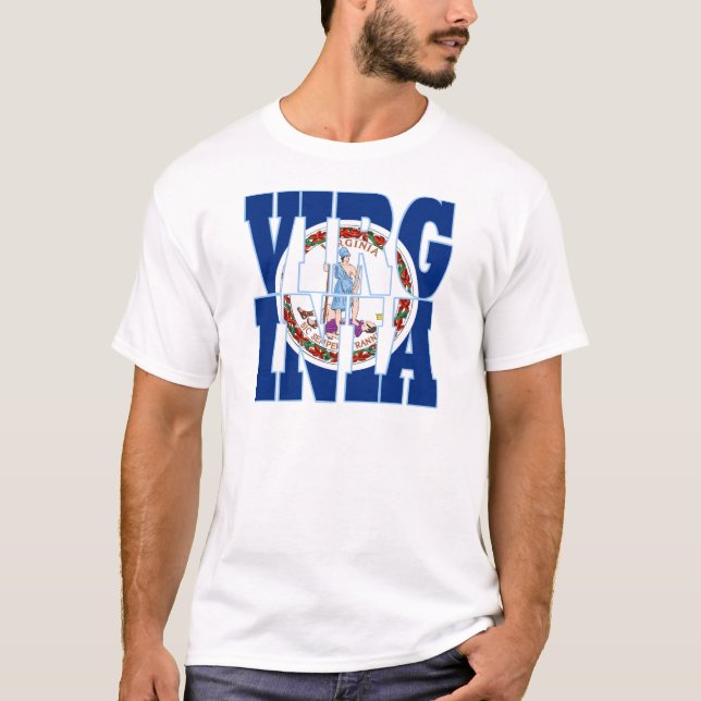 Camiseta Texto de bandeira do estado da Virgínia (Frente)