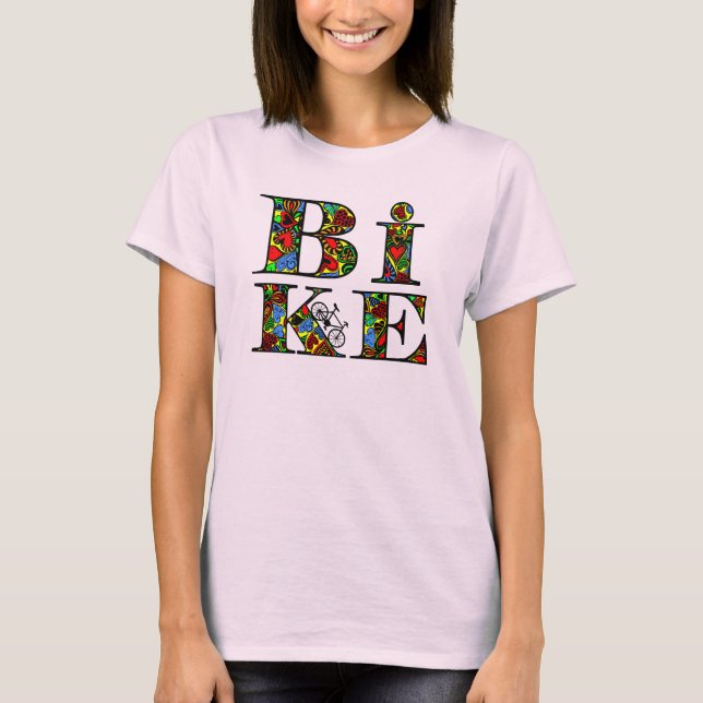 Camiseta Texto de bicicleta cheio de coração (Frente)