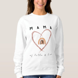 Camiseta Texto de Boho Mama com Penas de Lua Nomes de Crian