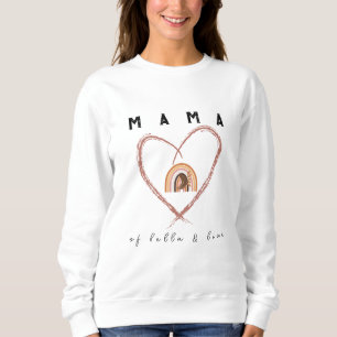 Camiseta Texto de Boho Mama com Penas de Lua Nomes de Crian