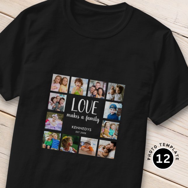 Camiseta Texto de Citação de Amor da Família Colagem de Ima (Criador carregado)
