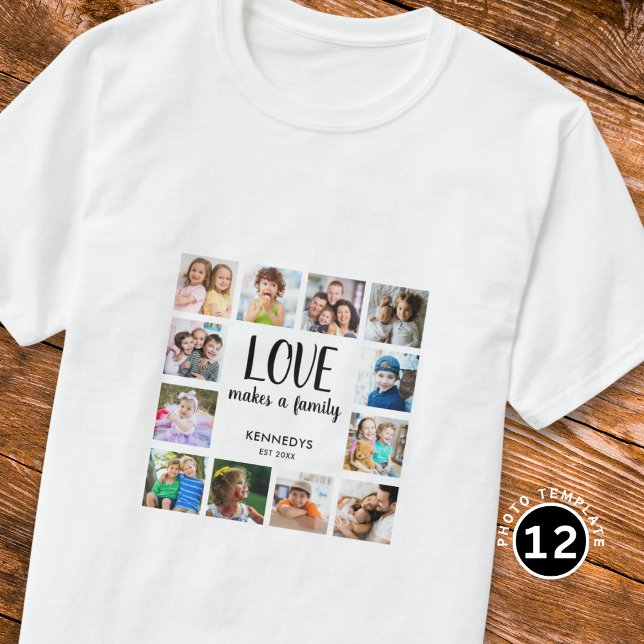Camiseta Texto de Citação de Amor da Família de Colagem de  (Criador carregado)