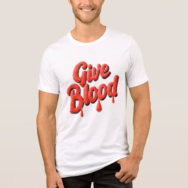 Camiseta Texto de Dador de Sangue do Mundo - Dar Sangue par (Frente)