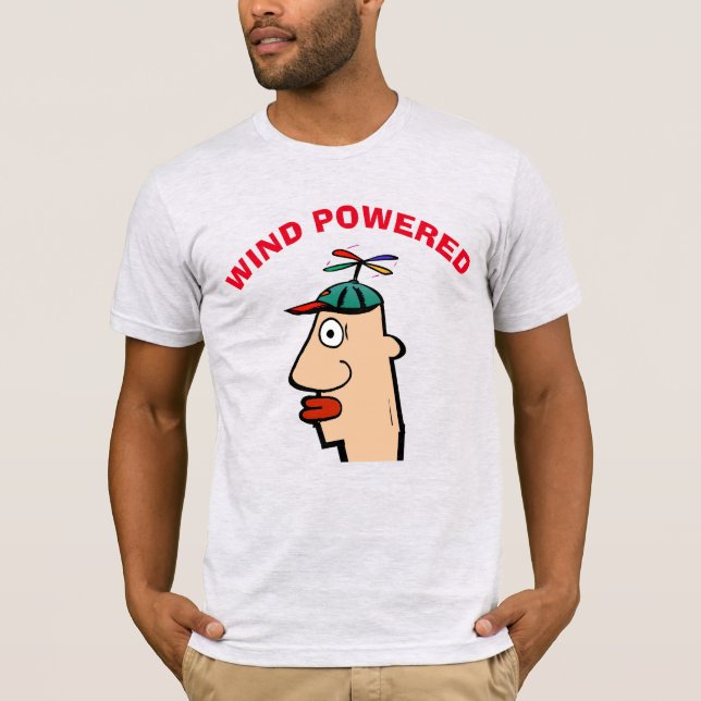 Camiseta Texto de edição do Wind Powered Funny Head, (Frente)