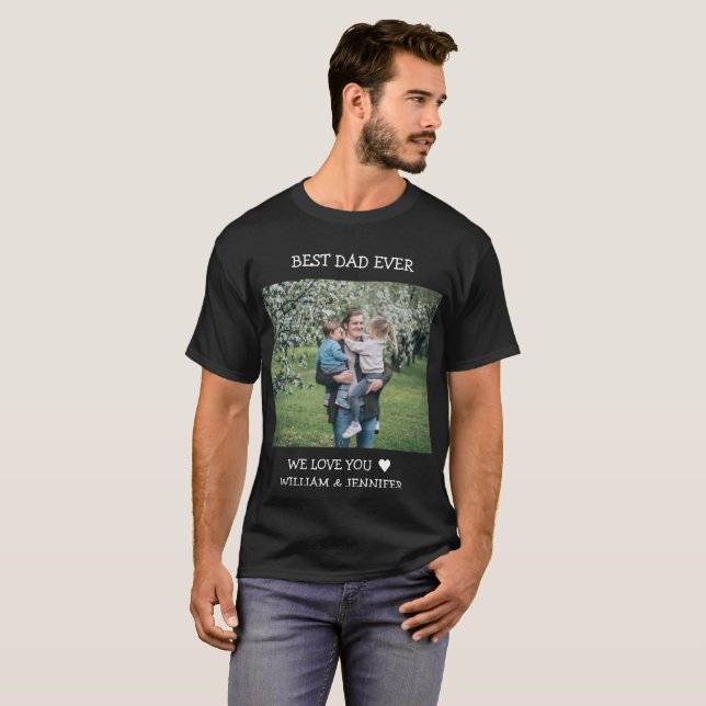 Camiseta Texto de Fotografia Personalizada do Melhor Pai Nu (Frente Completa)