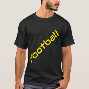 Camiseta Texto de FUTEBOL amarelo diagonal em fundo preto
