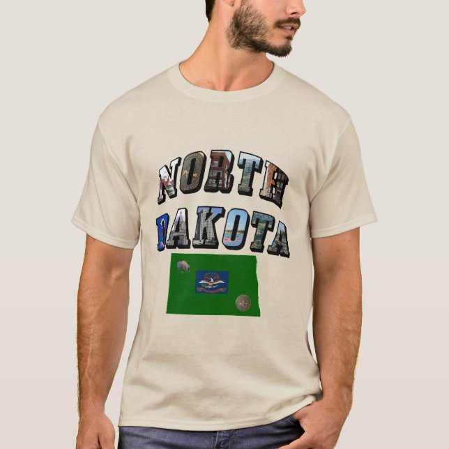 Camiseta Texto de Imagem de Dakota do Norte (Frente)