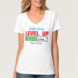 Camiseta texto de Level Up com progresso de carregamento ve
