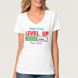 Camiseta texto de Level Up com progresso de carregamento ve
