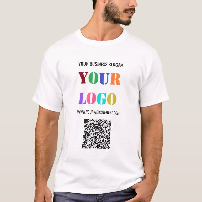 Camiseta Texto de logotipo personalizado e código QR - Cami (Frente)