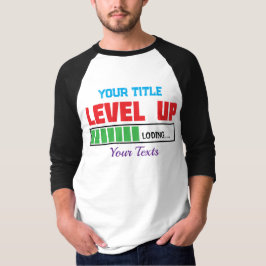 Camiseta texto de Nível Acima com progresso de carregamento