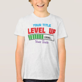 Camiseta texto de Nível Acima com progresso de carregamento