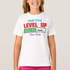 Camiseta texto de Nível Acima com progresso de carregamento