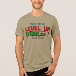 Camiseta texto de Nível Acima com progresso de carregamento