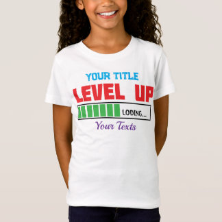 Camiseta texto de Nível Acima com progresso de carregamento