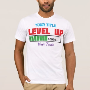 Camiseta texto de Nível Acima com progresso de carregamento
