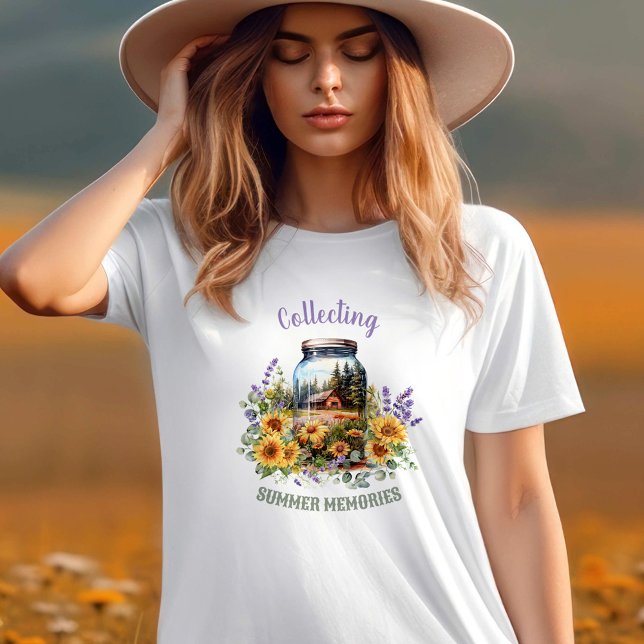 Camiseta Texto de Nome Personalizado para Campanha de Giras (Summer Sunflower Camping Nature Custom Name Text T-Shirt)