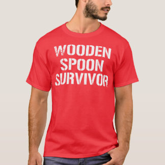 Camiseta Texto de Olhar Sobrevivência da Coluna de Madeira