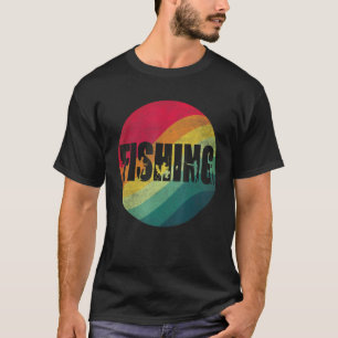 Camiseta Texto de Pesca Pôr do Sol Retro Para Pescadores