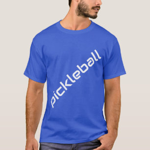 Camiseta Texto De PICKLEBALL Branco Diagonal Em Azul Real P