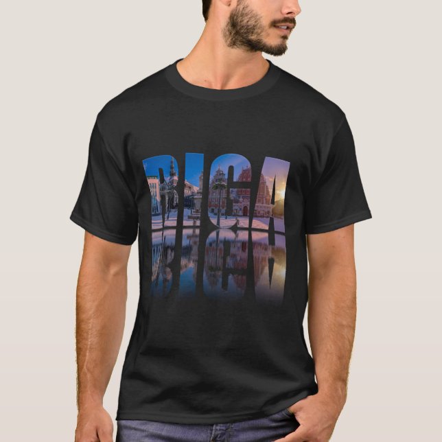Camiseta Texto de Riga, Letónia (Frente)