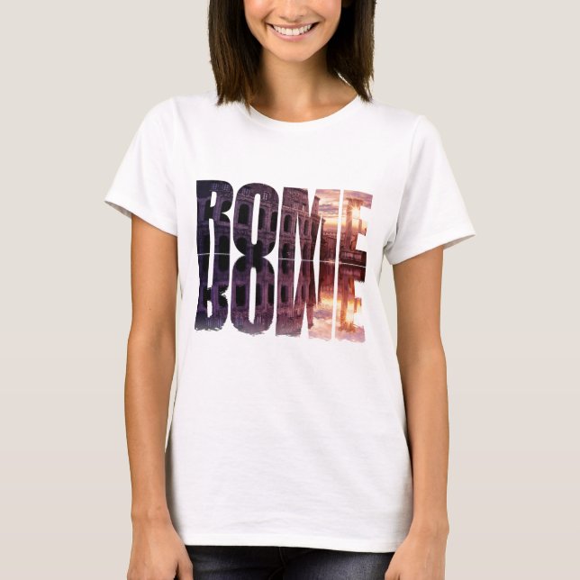 Camiseta Texto de Roma com Colosseum souvenir (Frente)