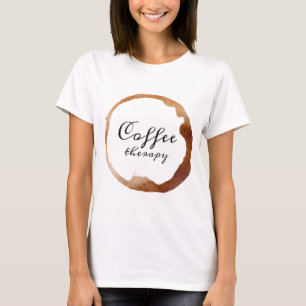 Camiseta Texto de terapia ao café com design de mancha de