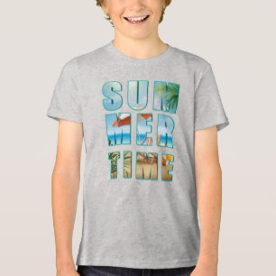 Camiseta Texto de Verão com a tecla Big Letters Beach-23430