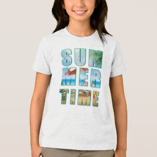 Camiseta Texto de Verão com as letras grandes Beach-23430