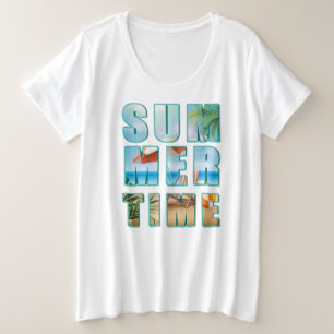 Camiseta Texto de Verão com as letras grandes Beach-23430