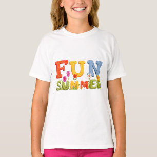 Camiseta Texto de verão divertido e colorido com flores