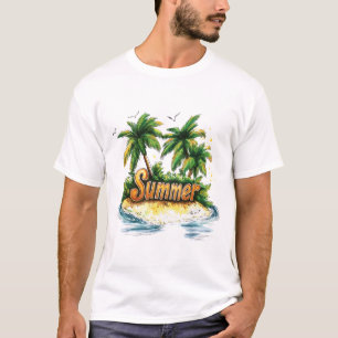 Camiseta Texto de Verão - Ilha Tropical de Verão