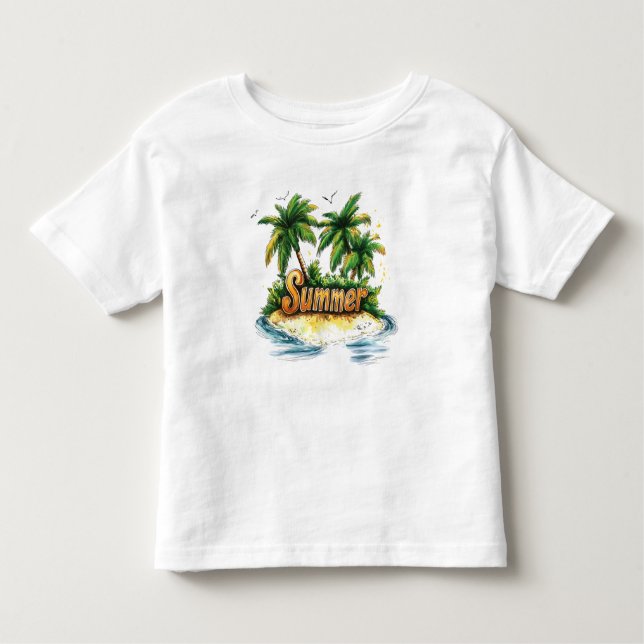 Camiseta Texto de Verão - Ilha Tropical de Verão (Frente)