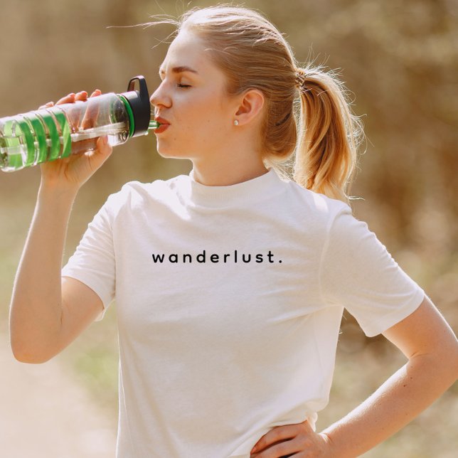 Camiseta Texto de Wanderlust Personalizado Moderno Preto (Modern Custom text wonderlust t-shirt)