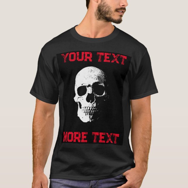 Camiseta Texto Distante Significa Crânio Crânio Moderno do  (Frente)