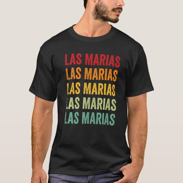Camiseta Texto do arco-íris do Condado de Las Marias Porto  (Frente)