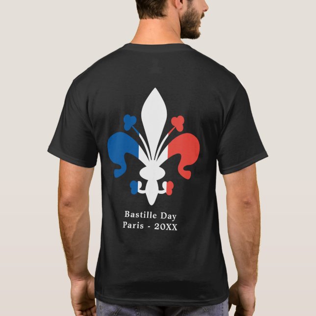 Camiseta Texto do costume de Paris France 14 Juillet do dia (Verso)