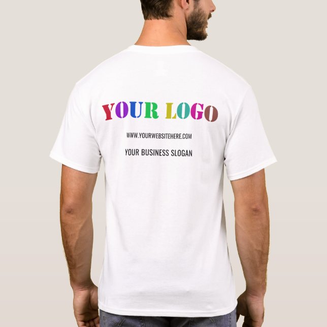 Camiseta Texto do logotipo da empresa personalizado Modelo  (Verso)