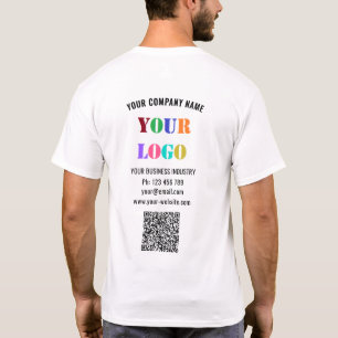 Camiseta Texto do logotipo da empresa personalizado QR Códi