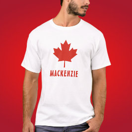 Camiseta Texto do Nome do Dia do Canadá Flag Red Maple Leaf