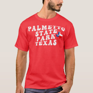 Camiseta Texto do Palmetto State Park Texas Retro Wavy 1970