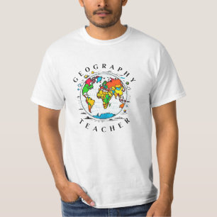 Camiseta Texto do professor de Geografia com Gráfico Colori