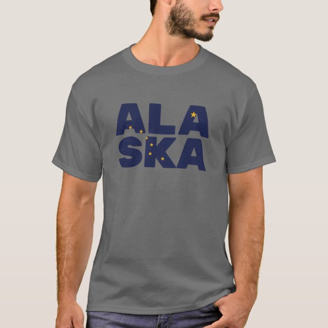 Camiseta Texto do Sinalizador do Alasca (Frente)