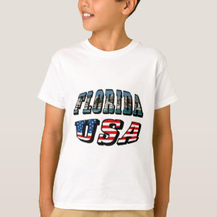 Camiseta Texto do Sinalizador Estado da Flórida e EUA