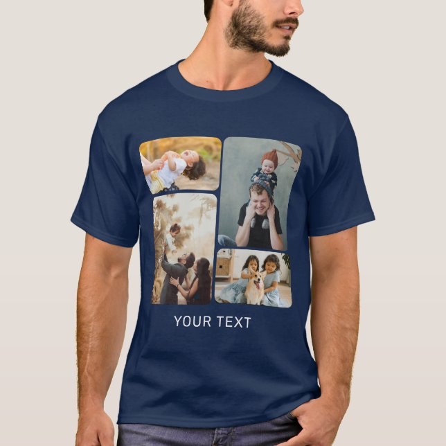 Camiseta Texto e Colagem de Fotografias Personalizadas (Frente)
