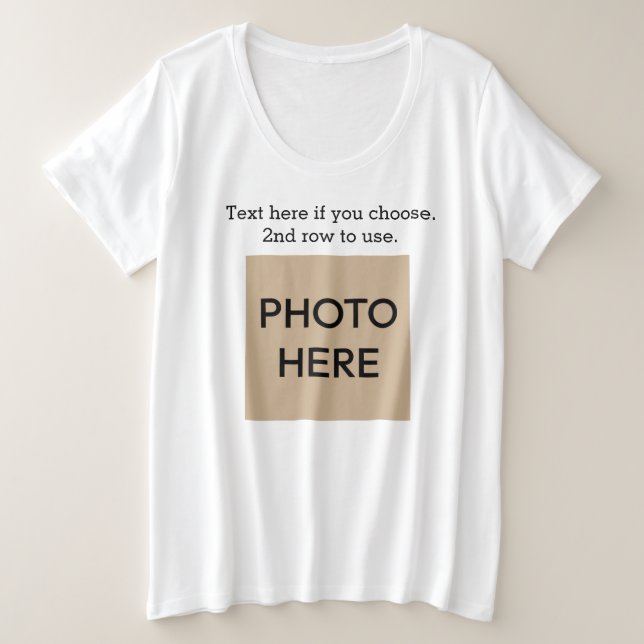 Camiseta Texto e Foto, Comfy Personalizável Plus Tamanho T- (Frente do Design)